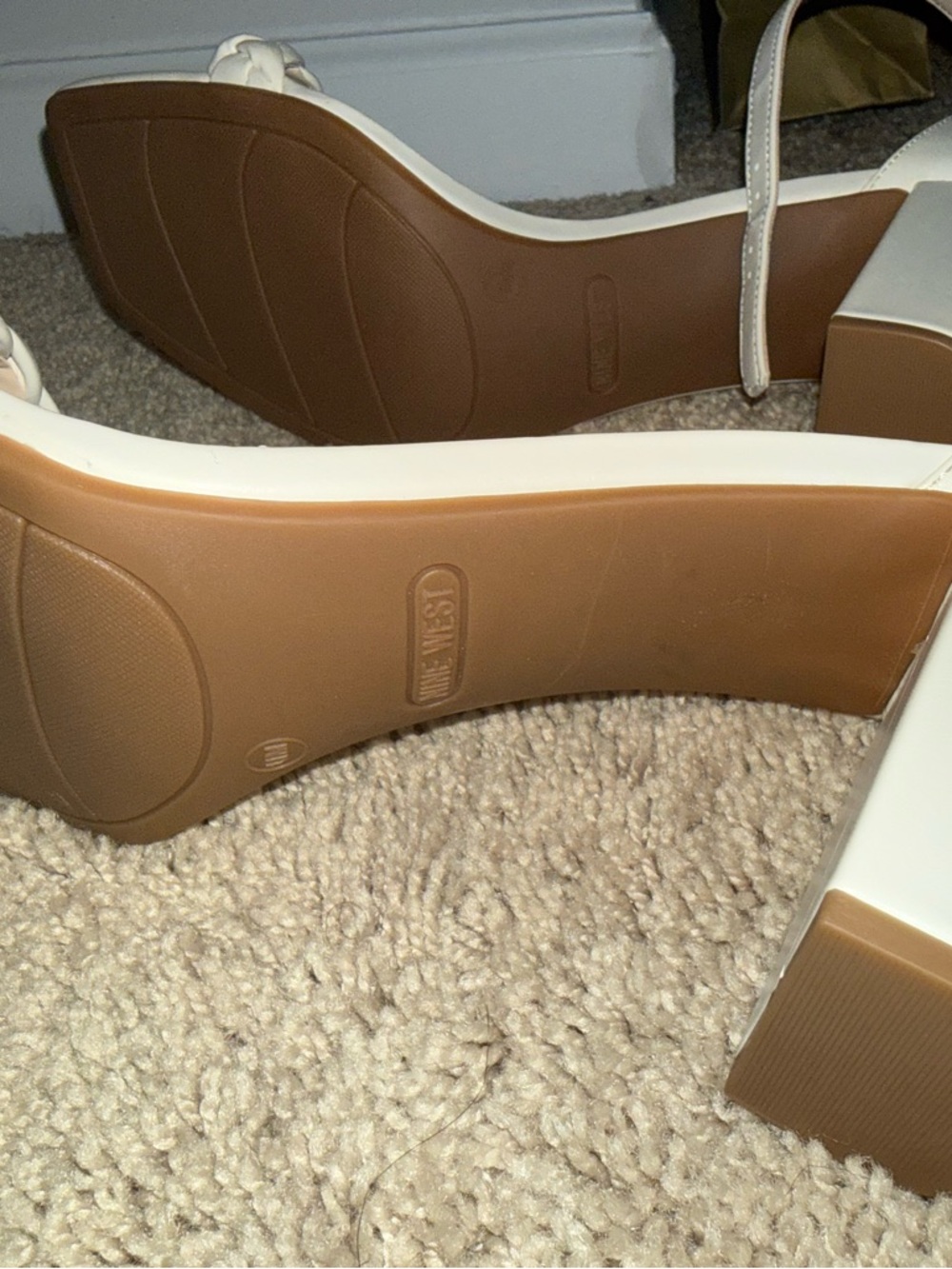 Cream Braided-Strap Square Toe Block Heels - Picture 3 of 4
